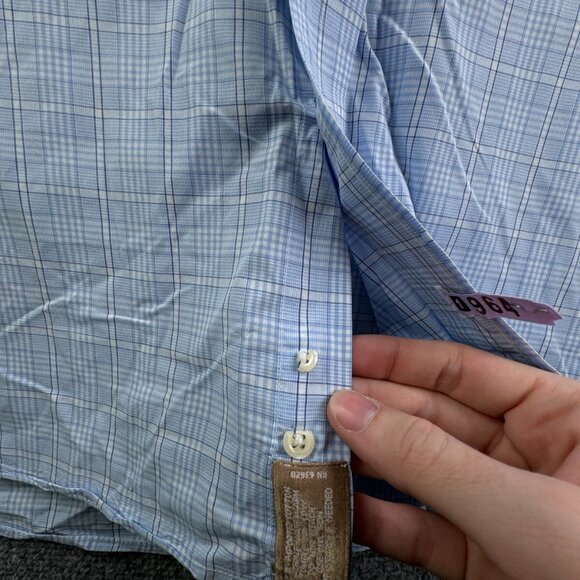 Gitman Bros For Fashion Post Louisville Blue White Plaid 16.5 34 Button Up Shirt - Picture 12 of 14